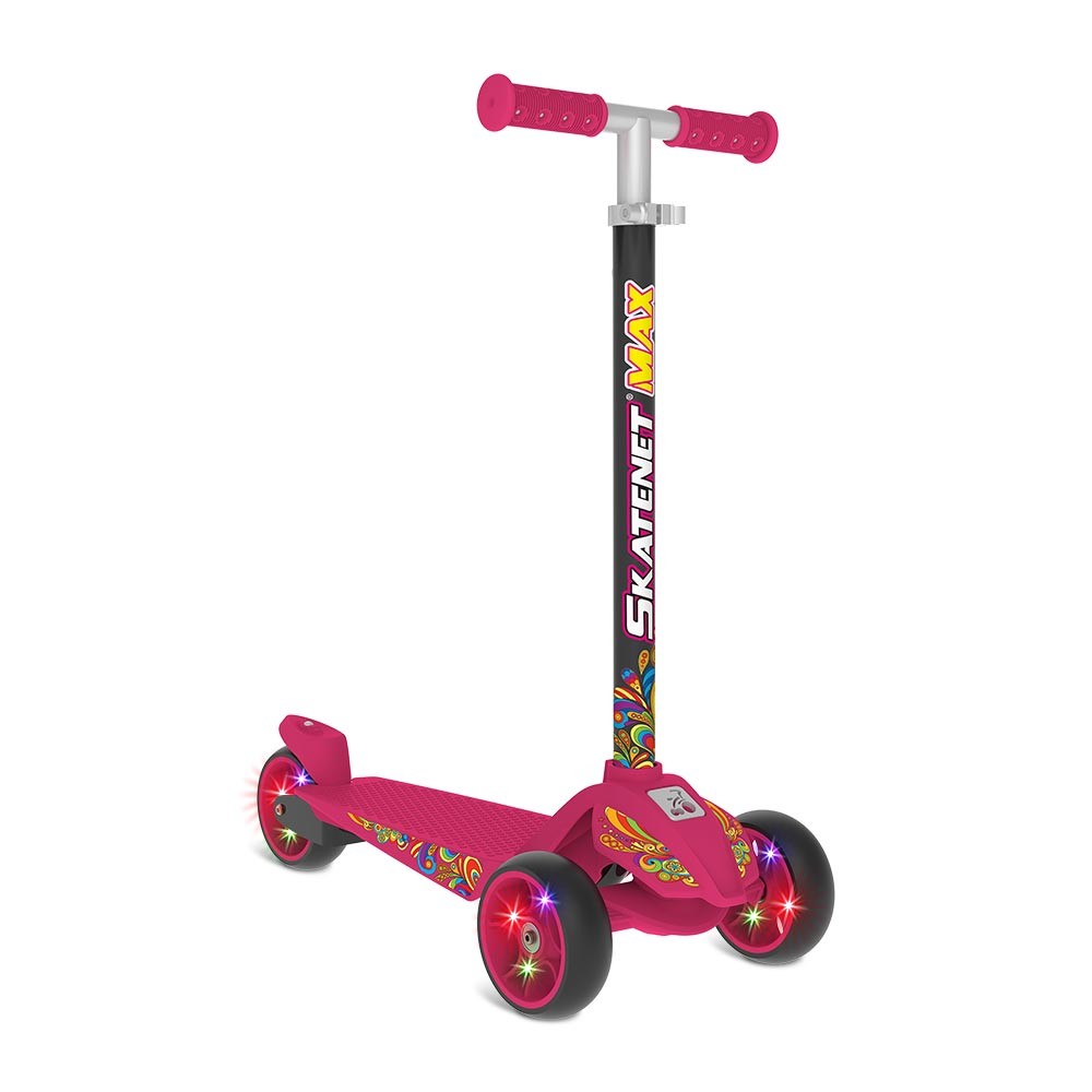 Patinete Skatenet Max Led Ajustável Pink - Bandeirante - Mom & Baby