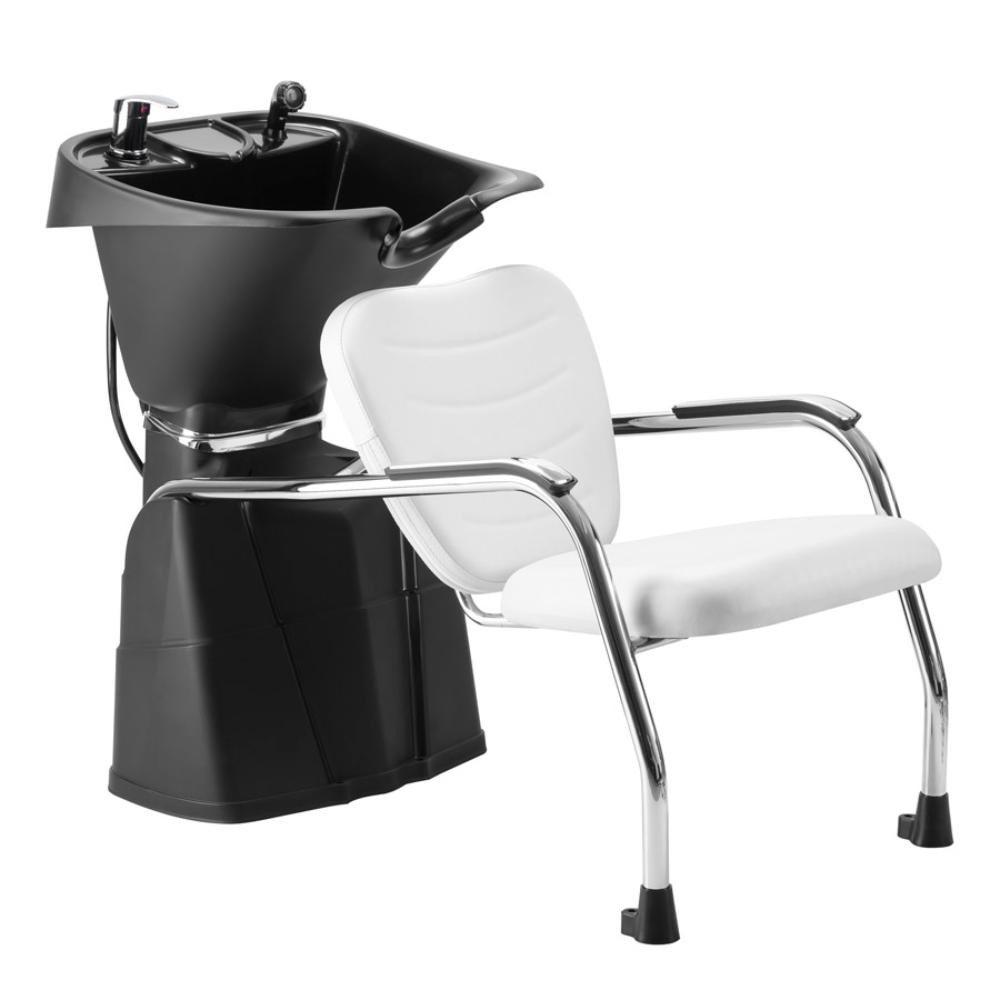Lavatório de Cabelo com Cuba Reclinável Dompel Top Cabeleireiro e Salão de Beleza Preto/Branco