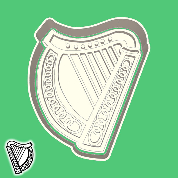 Cortador de Biscoito IRLANDA /  DO DIA DE SÃO PATRÍCIO - HARPA IRLANDESA CELTA