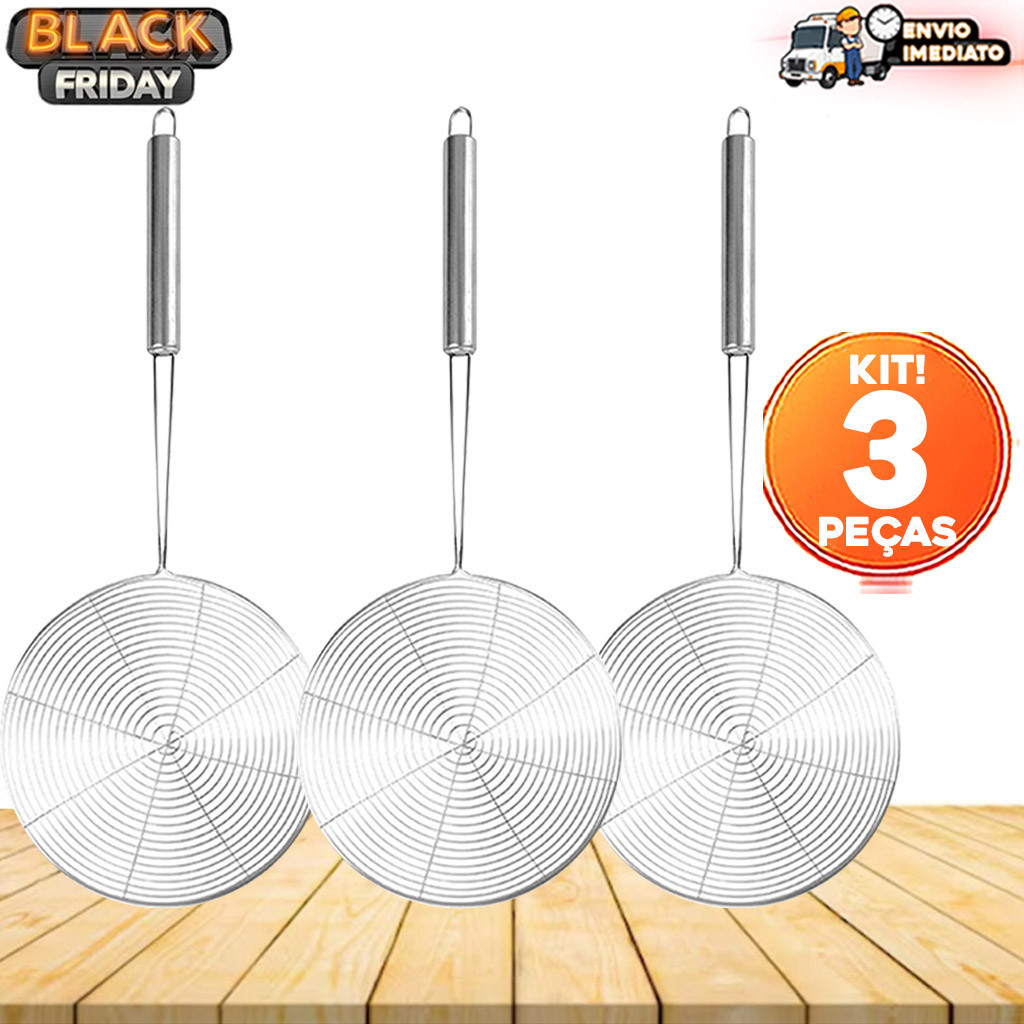 Escumadeira Fritura Aço Inox 33cm Batata Pastel Resistente Utensilio de Cozinha em Oferta na Shopee