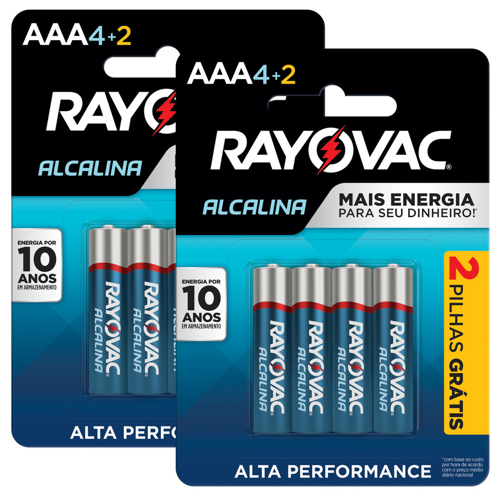 Pilha Alcalina AAA Rayovac Bateria 3A Palito kit 12 unidades