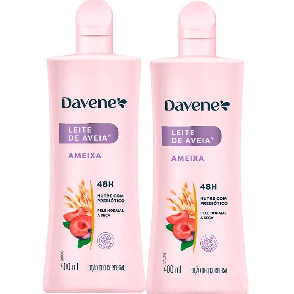 2 Hidratante Corporal Leite de Aveia e Ameixa 400ml Davene