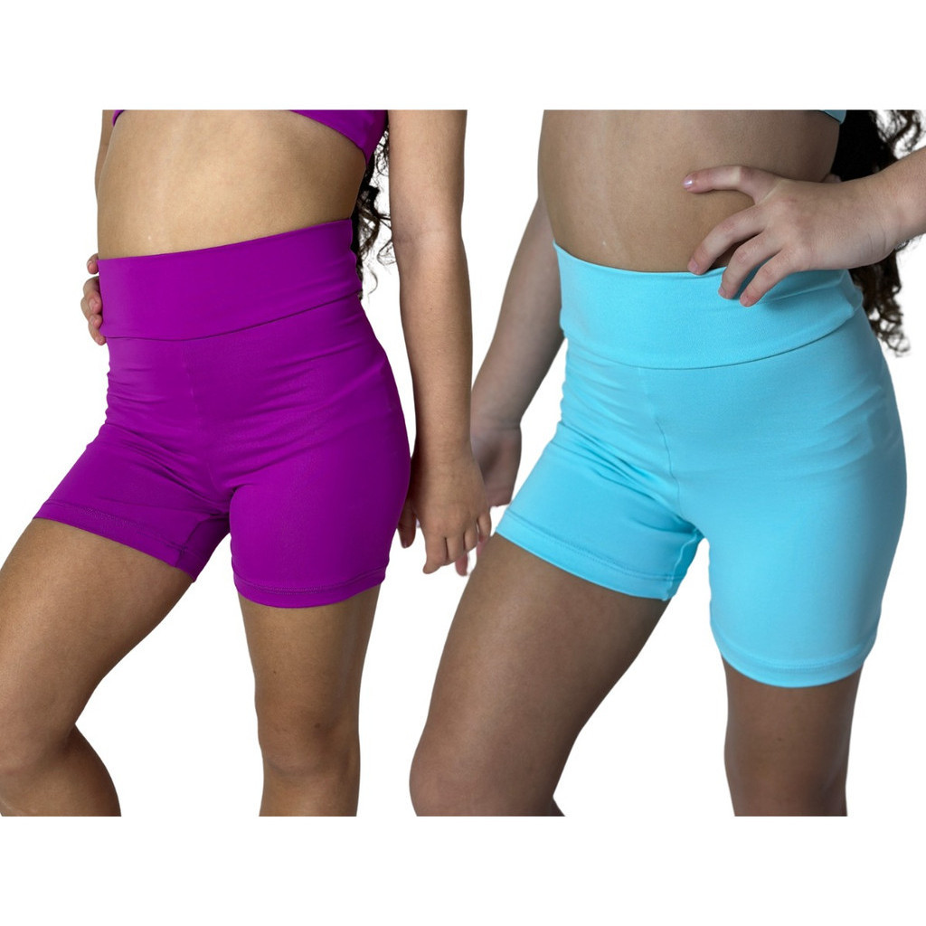 Short Infantil Fitness Ginastica Kids Poliamida Kit Com 2 Un em Oferta na Shopee