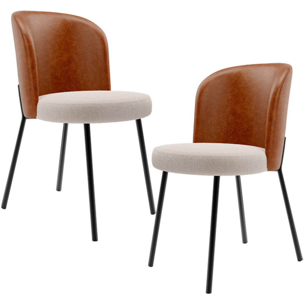 Kit 2 Cadeiras Sala de Jantar Estofada Gavi L02 Couríssimo Camel Bouclê Creme - Lyam Decor em Oferta na Shopee