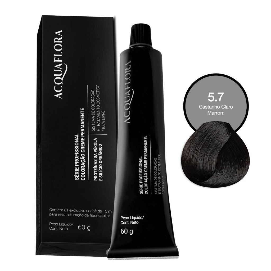 Coloração Creme Acquaflora 5.7 Castanho Claro Marrom 60g
