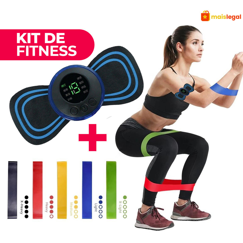 Kit De Fitness Faixas Elástica de Resistência para yoga Pilates Treino Academia E Mini Massageador EMS