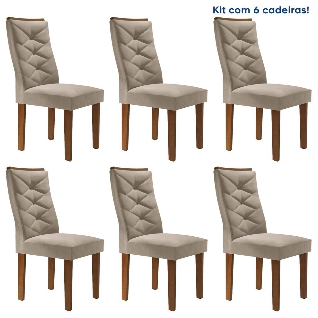 Kit 6 Cadeiras para Sala de Jantar Germany Espresso Móveis Chocolate/Off White/Boucle Bege em Oferta na Shopee