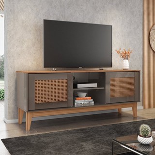 Rack para TVs até 60 Polegadas 2 Portas 135cm Safira Versátile Cinza Perola/Noce em Oferta na Shopee