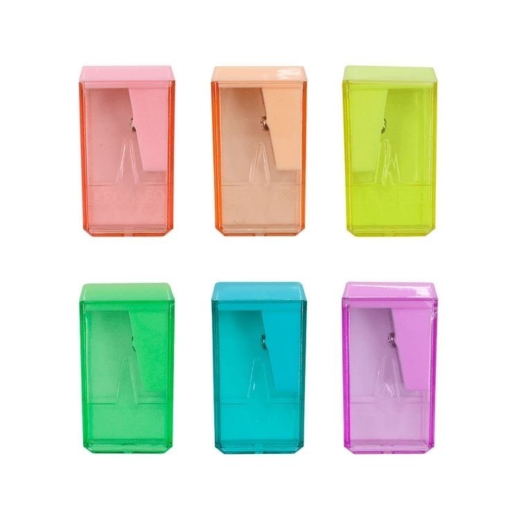 Kit 6 Apontadores Com Depósito Bloco 40  Pastel Trend Escolar Escritório Leo&Leo