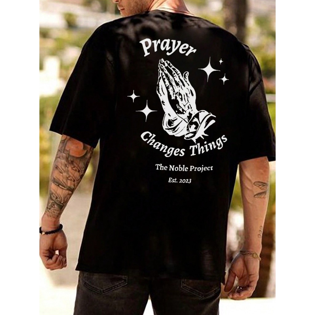 Camiseta Unissex Prayer Mãos Abençoadas para Homens e Mulheres Changes Things 100% Algodão