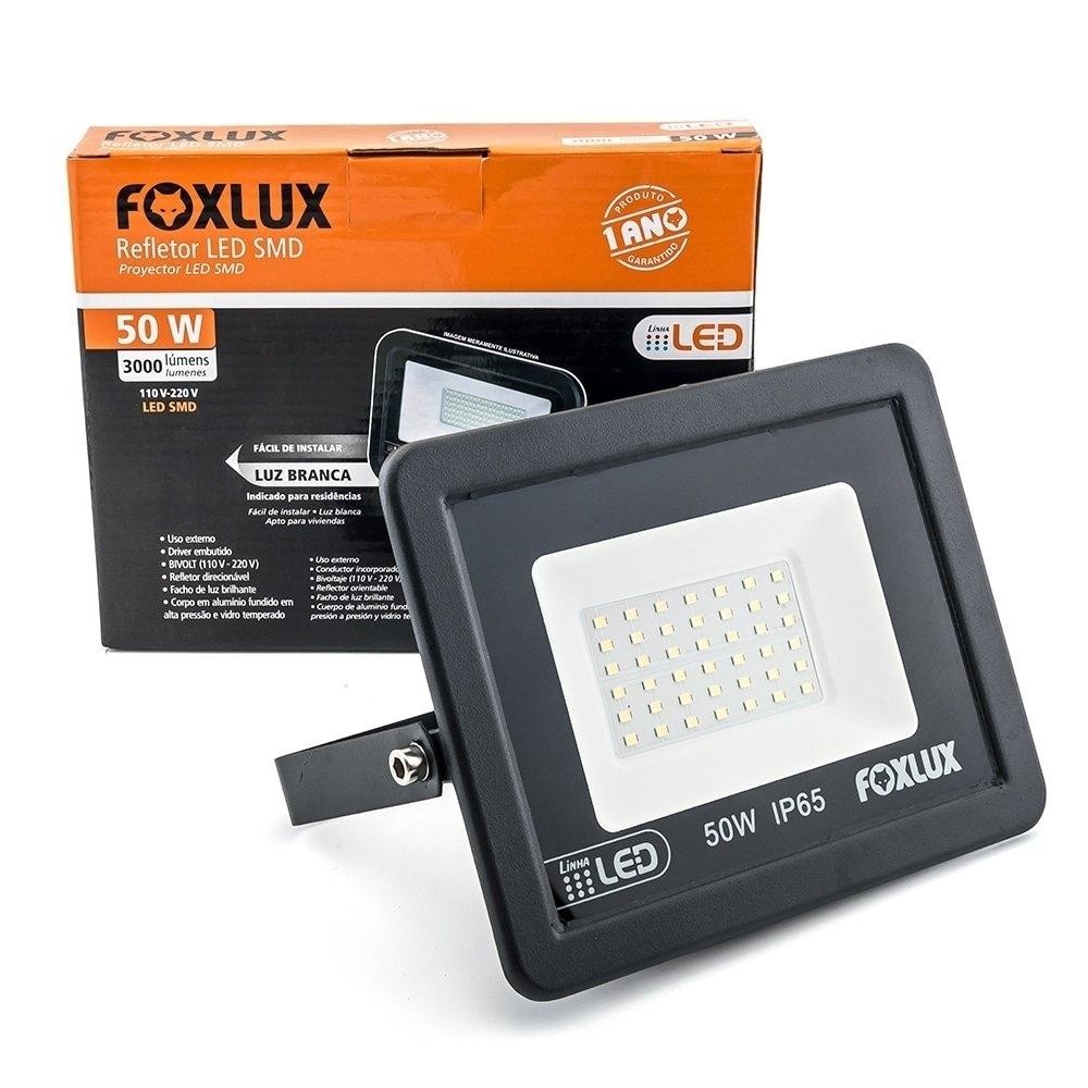 Refletor Foxlux Led 50W 6,5K 30000H Preto em Oferta na Shopee