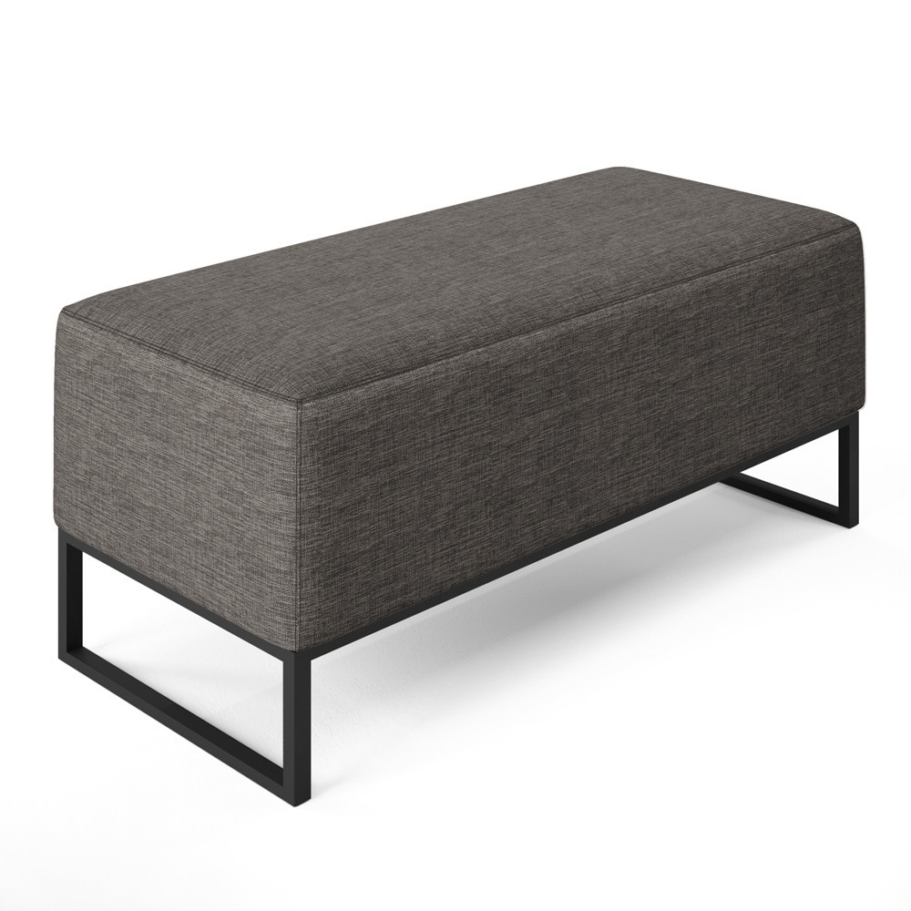 Puff Decorativo Para Sala de Estar Cléo W01 Base de Ferro 90 cm Linho Cinza Escuro - Lyam Decor - Home & Living