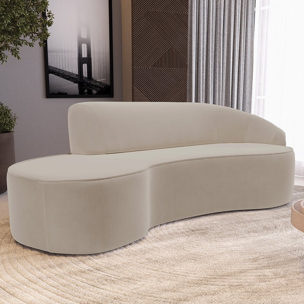Sofá 3 Lugares Curvo Sala de Estar Living Firenze Direito D02 Veludo Champagne 180 cm C-68 - Lyam em Oferta na Shopee