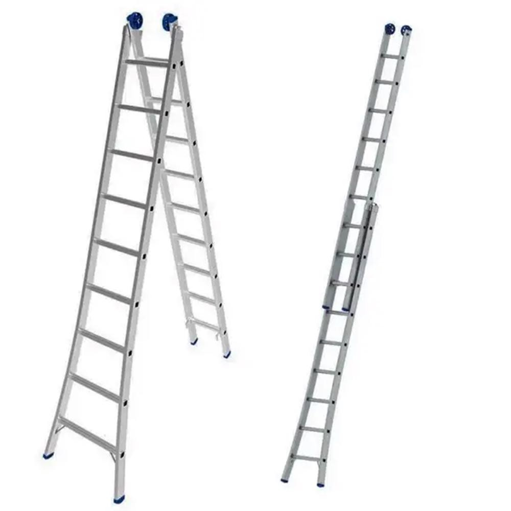 Escada de Alumínio Extensiva 2 x 9 Degraus 2,81 x 4,50 Metros EVALD em Oferta na Shopee