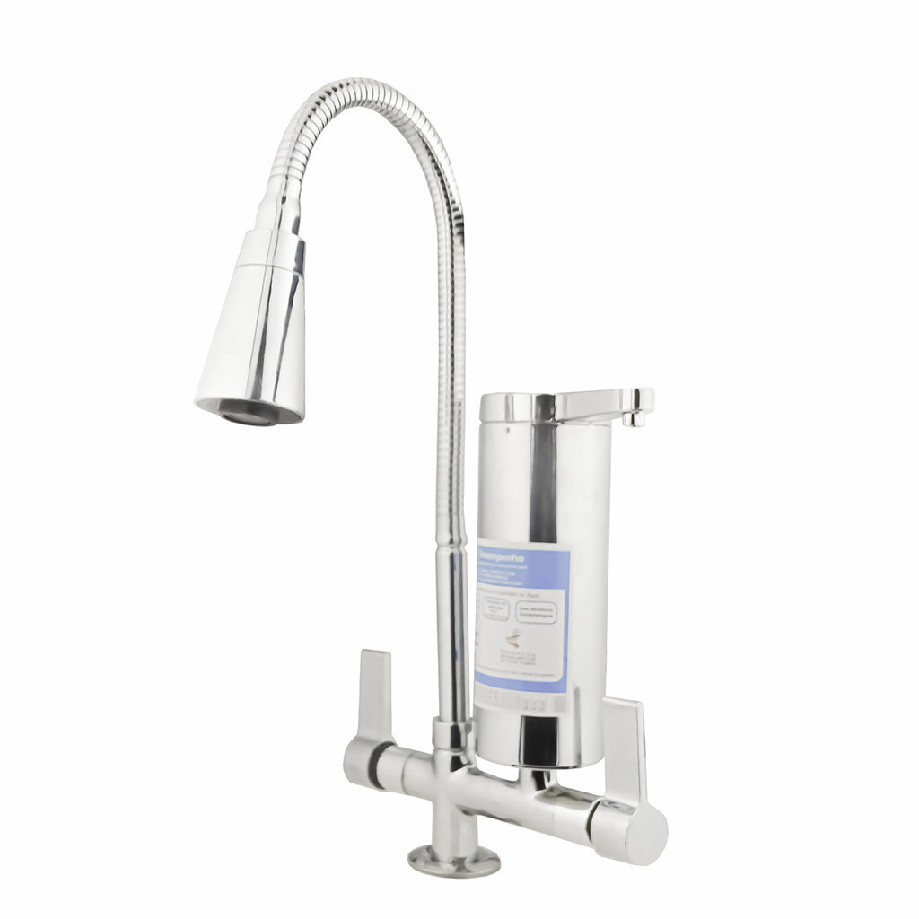 Torneira Gourmet Cozinha Com Filtro Bancada Mesa Pia em Metal Dois Jatos Flexível 1/4 de Volta 1155