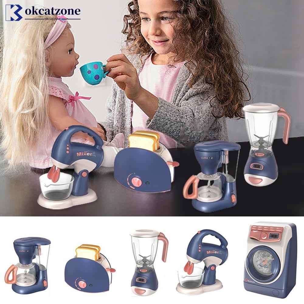 OKCATZONE Mini Eletrodomésticos Brinquedos De Cozinha , Conjunto De Fingir Com Misturador E Torradeira Para Crianças Meninas Presentes H8K4