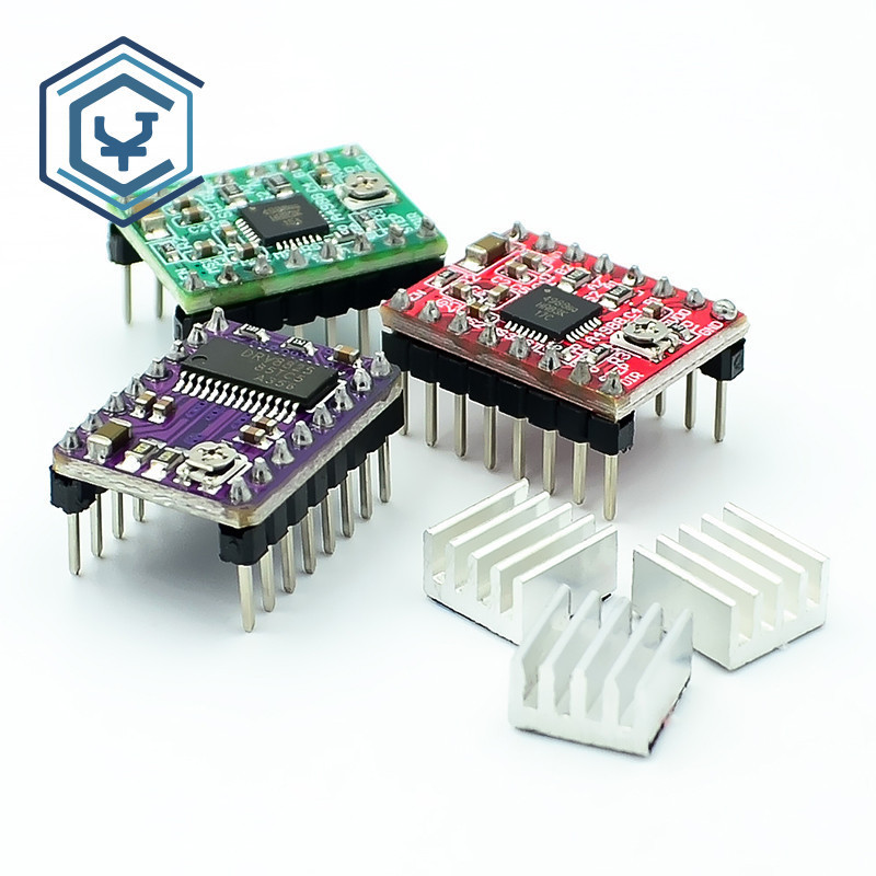 1 Peça/2 Peças Para De Impressora 3D Stepstick Reprap Driver De Passo A4988 DRV8825 Módulo De Motor + Dissipador De Calo