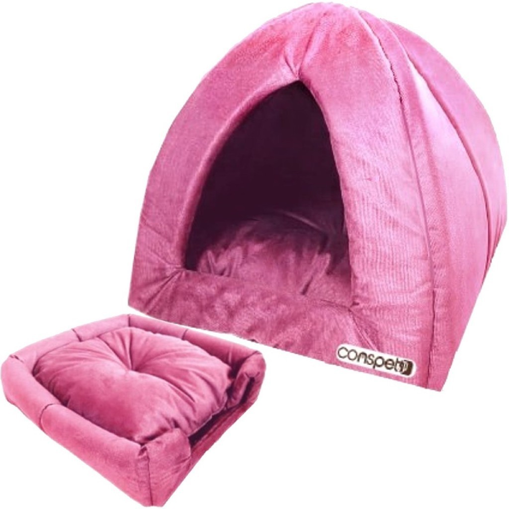 Casinha Toca Tenda Gato Cães Iglu Impermeável Lavável Pet - Cor Rosa