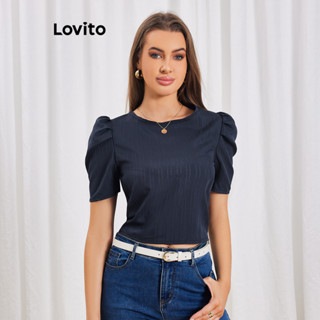 Lovito Blusa Elegante com Amarração nas Costas e Mangas Bufantes para Mulheres LBL06128 (Multicolorido)