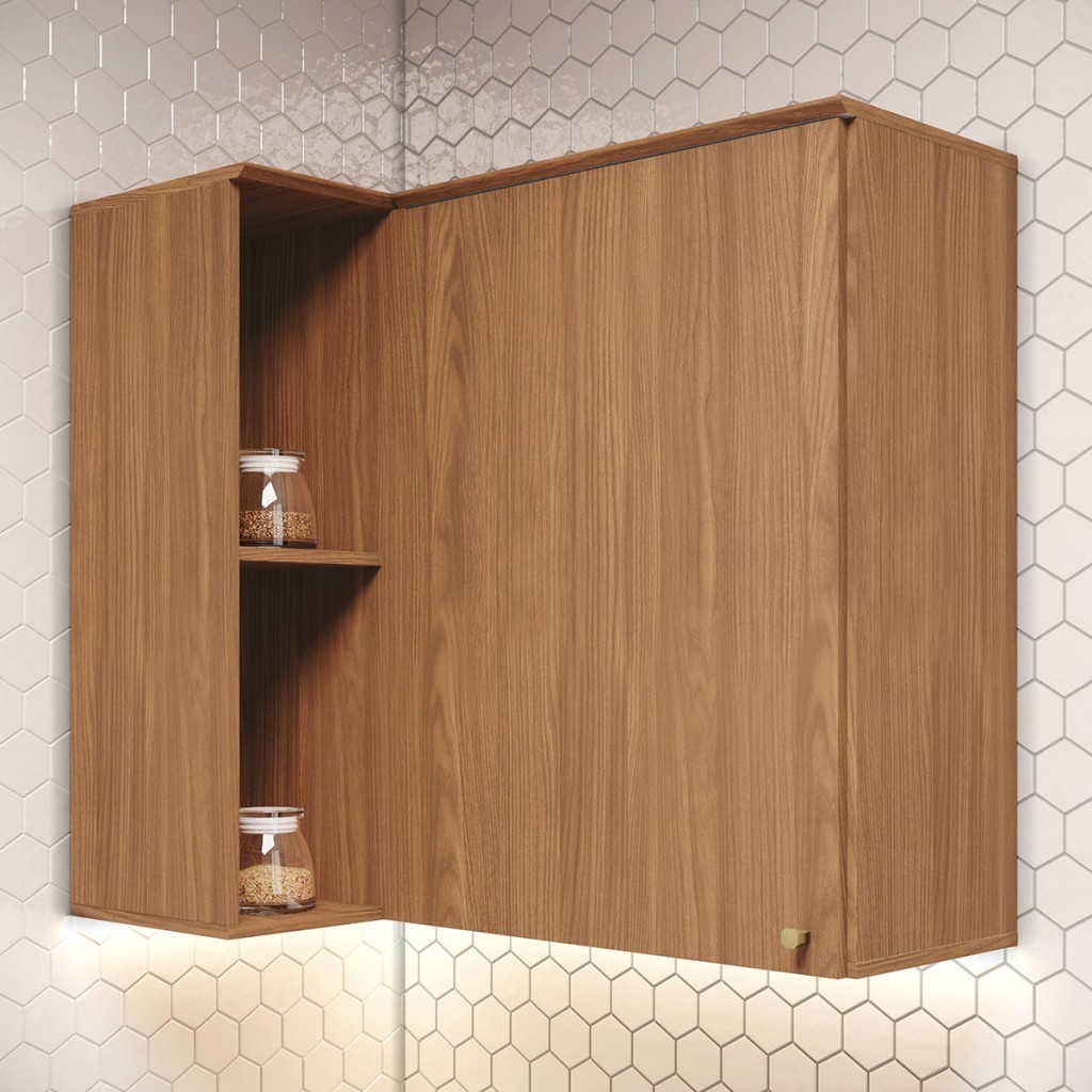 Armário Aéreo Cozinha de Canto Requinte 1 Porta - Home & Living