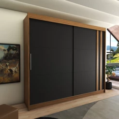 Guarda-Roupa Casal Castle Rock 100% Mdf 2 Portas 4 Gavetas Freijó/Nero - Panorama Móveis