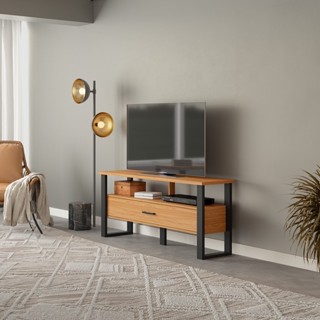 Rack para TV Até 55 Polegadas 1 Gaveta Industrial Freijó/Preto - Dalla Costa em Oferta na Shopee