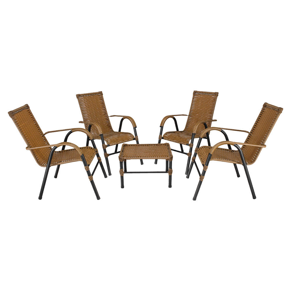 Conjunto de Mesa de Centro e 4 Cadeiras Bela para Área Externa