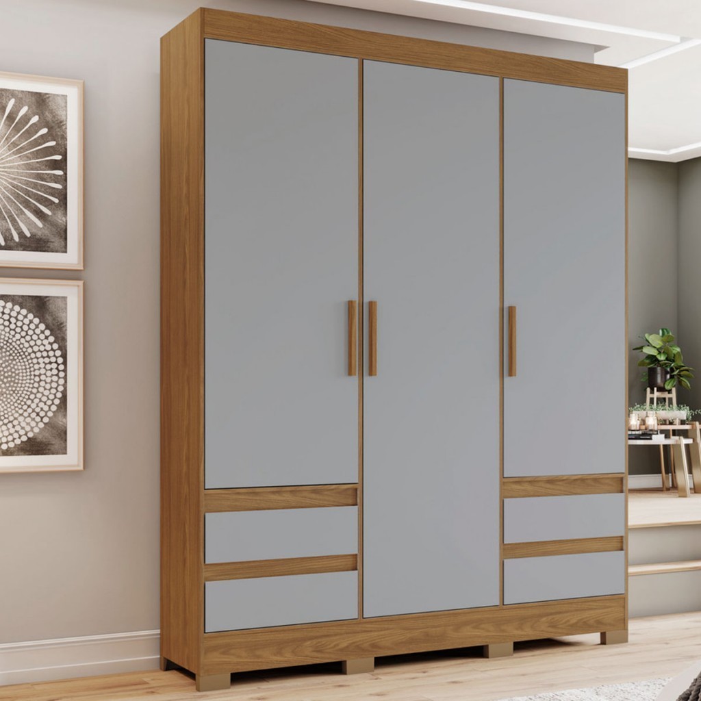 Guarda-Roupa Solteiro 3 Portas 4 Gavetas em Oferta na Shopee
