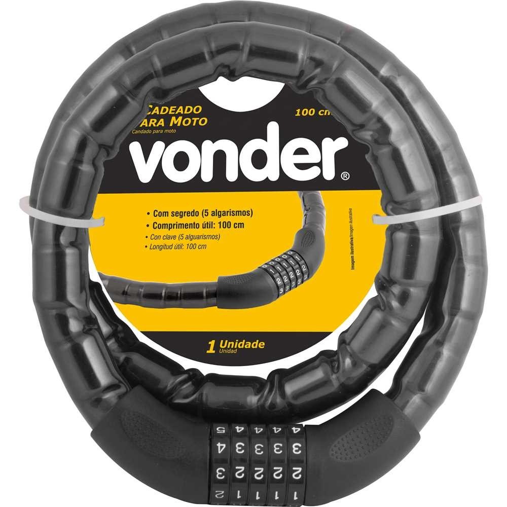 Cadeado Para Moto Bicicleta 100 Cm Com Segredo Combinação 5 Números - Vonder