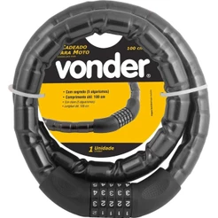 Cadeado Para Moto Bicicleta 100 Cm Com Segredo Combinação 5 Números - Vonder