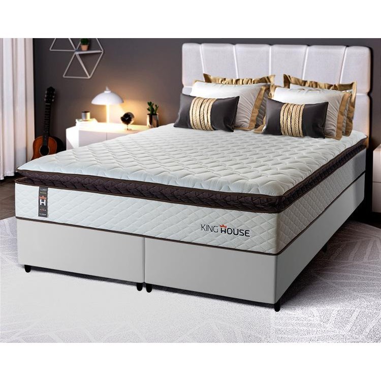 Conjunto Cama Box Espuma San Diego Branco Queen 158x198x67 em Oferta na Shopee