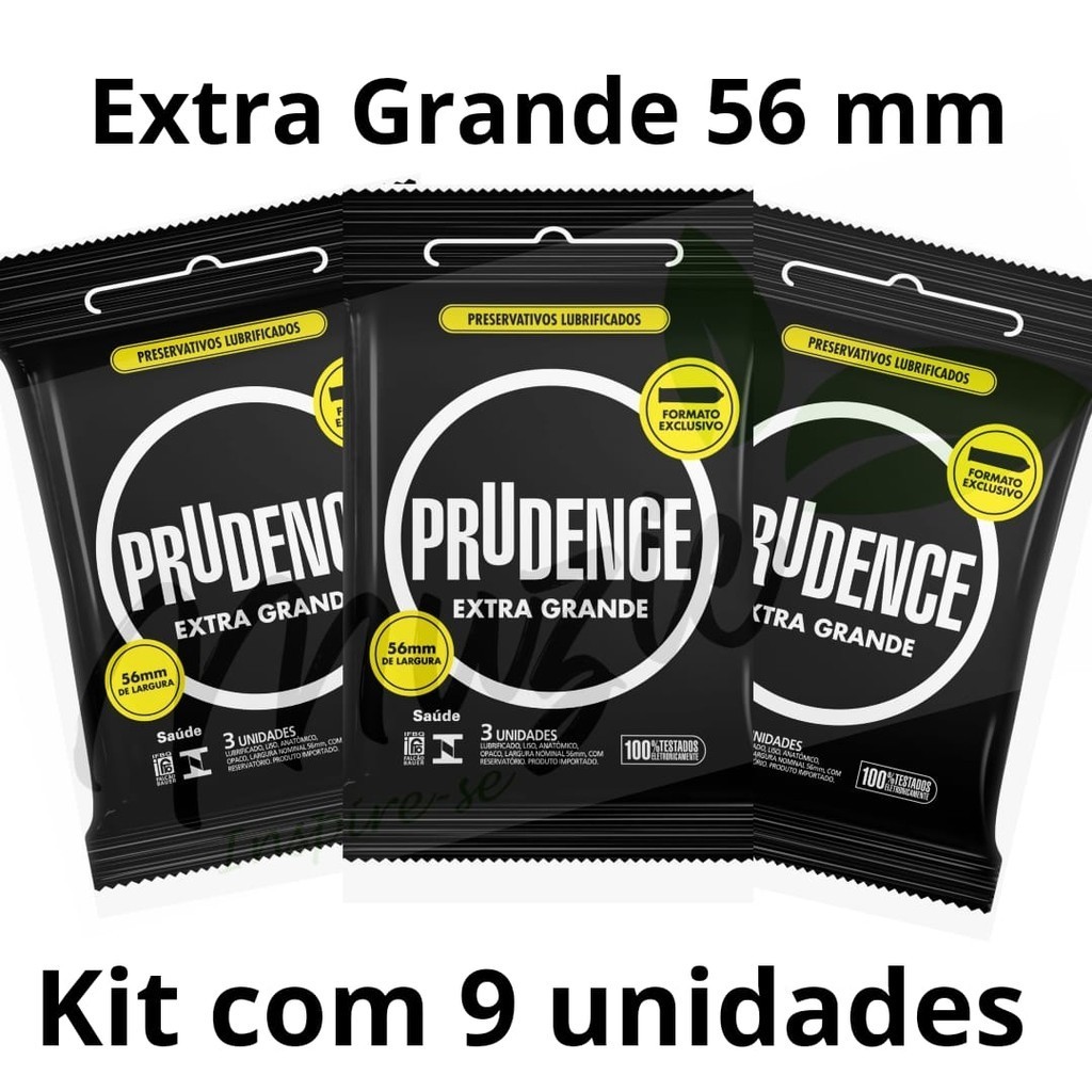 Kit 9 Preservativo camisinha Extra Grande 56 mm Prudence