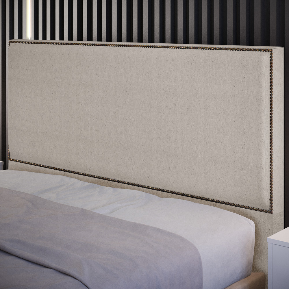 Cabeceira Cama Box Queen Com Tachas 160 cm Vicenza L02 Linho Bege - Lyam Decor em Oferta na Shopee