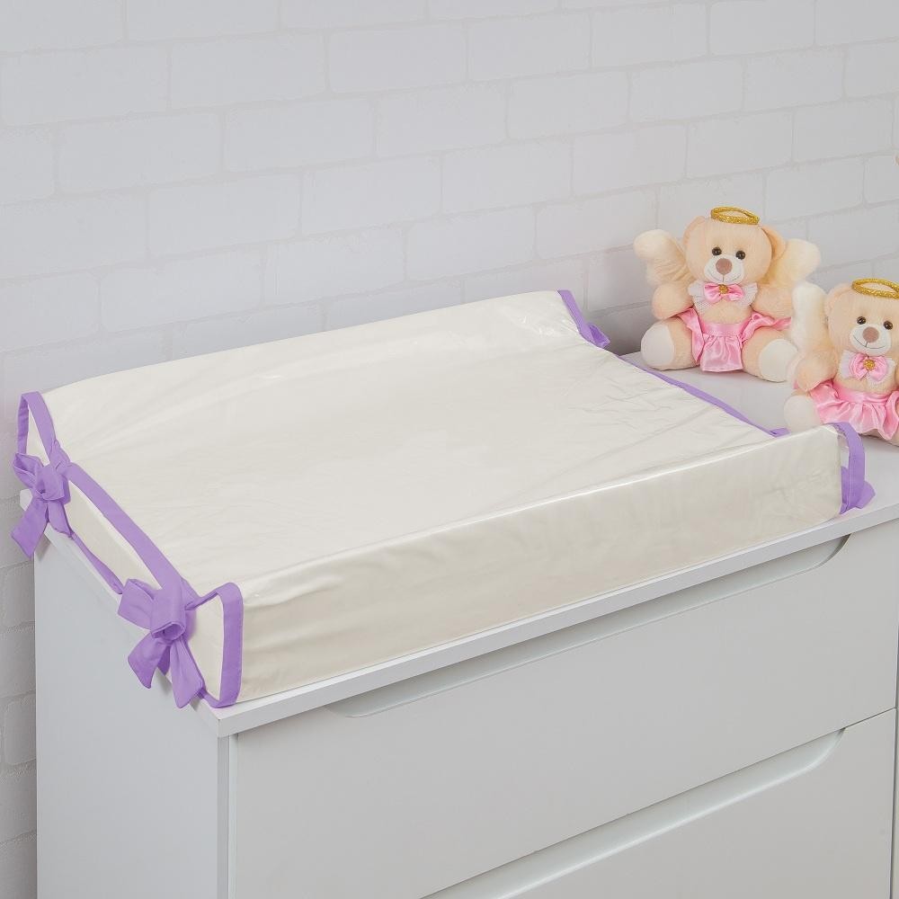 Trocador Americano para Cômoda Impermeável Anatômico Pérola com Lilás