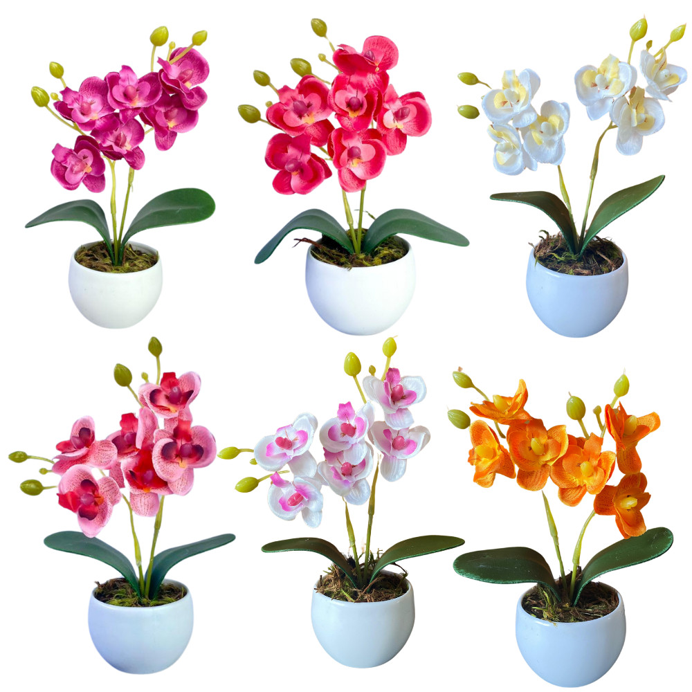 Arranjo Orquideas Mini Planta Artificial Seda Decorativa em Oferta na Shopee
