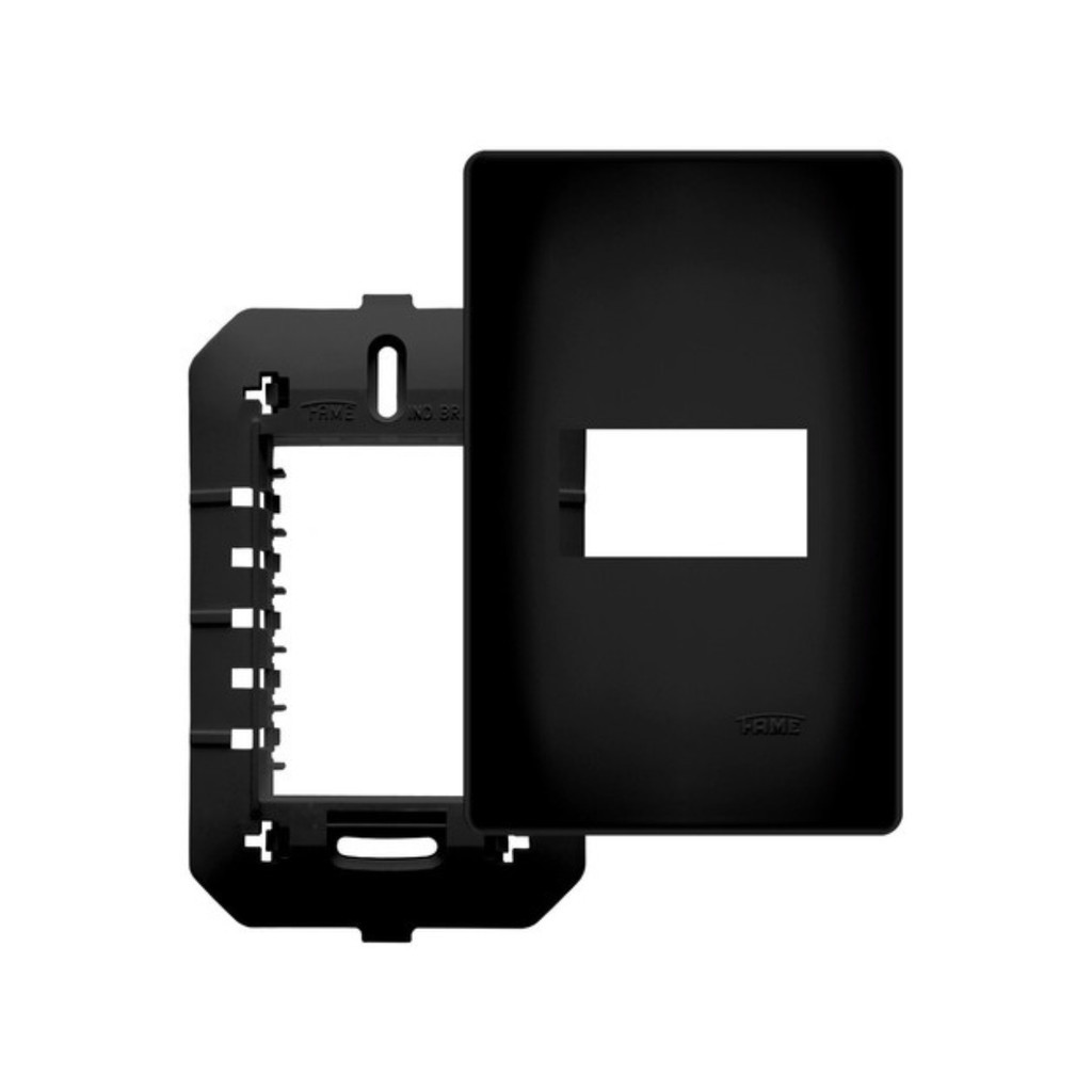 Placa Com Suporte 4x2 Habitat Black Fame 1 modulo