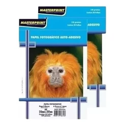 Kit 2 Pacote Papel Foto Glossy Auto Adesivo 130g/m² A4 - 50 Folhas Cada Pacote Total (100 Folhas)