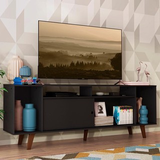 Rack para TV até 65 Polegadas Madesa Cancun com Pés - Preto/Rustic/Preto em Oferta na Shopee
