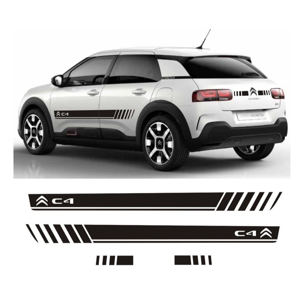 Adesivo Para C4 Cactus Citroen Faixa C41 Lateral E Traseira Tuning