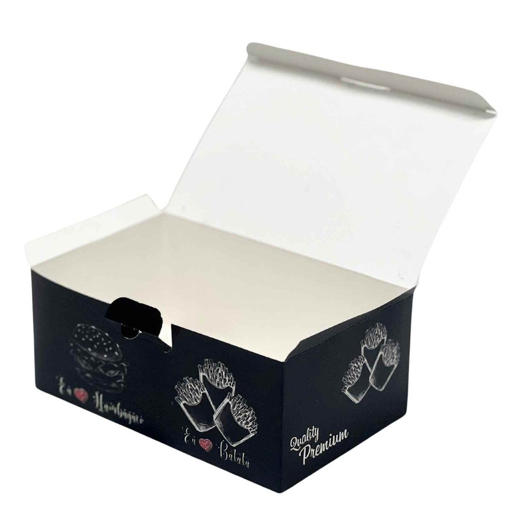 Embalagem Delivery | Caixa para Combos (Hambúrguer e Batata Frita) - 50 unidades