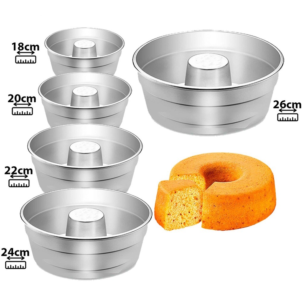 Forma de Bolo 18,20,22,24 e 26cm Com Furo Central Ideal Para Bolos Pudim em Oferta na Shopee