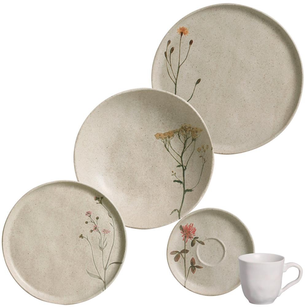 Aparelho De Jantar 30 Peças Cerâmica Stoneware Bio Campestre Porto Brasil - Home & Living