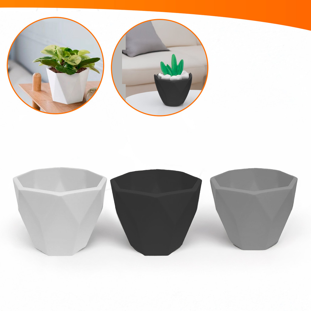 Kit 3x Vasinhos De Plástico Cachepot Para Plantas Suculenta Cacto