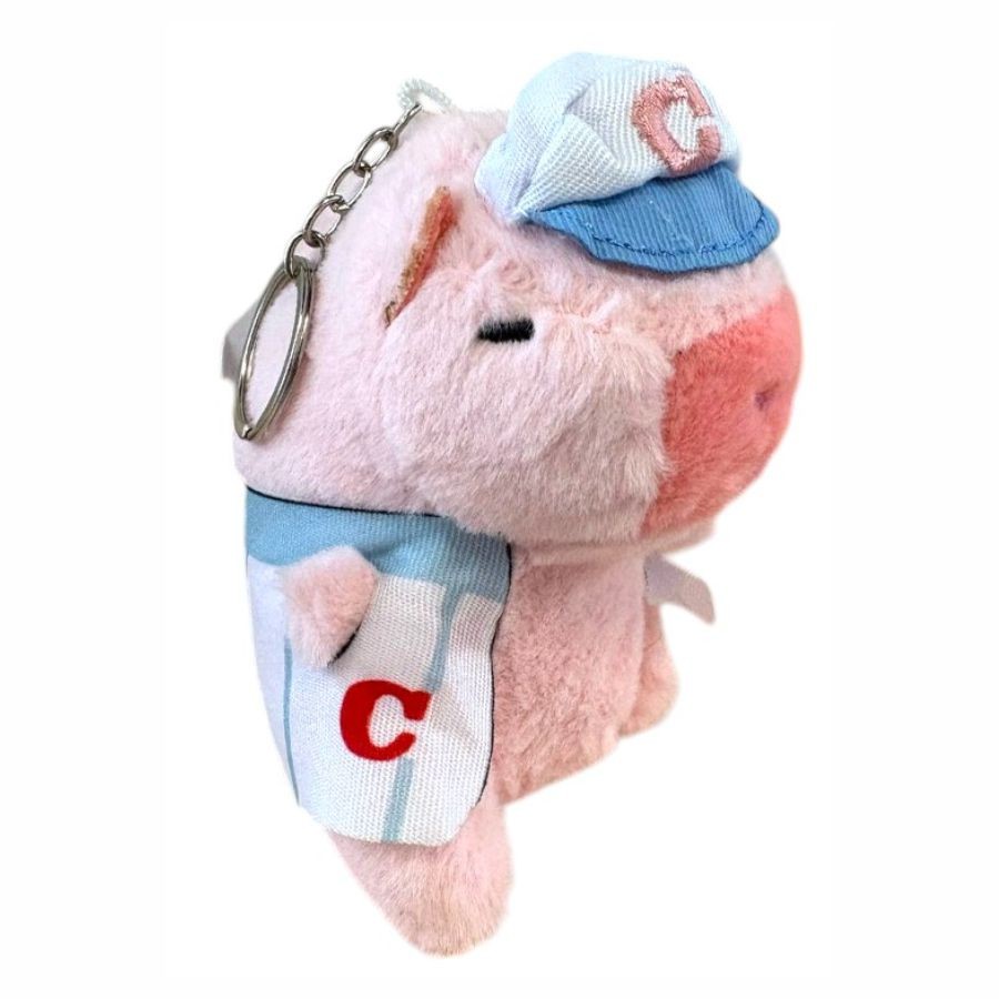 Chaveiro de Pelúcia - Capivara Rosa de Jaqueta e Boné - 13cm - 1 unidade - Rizzo