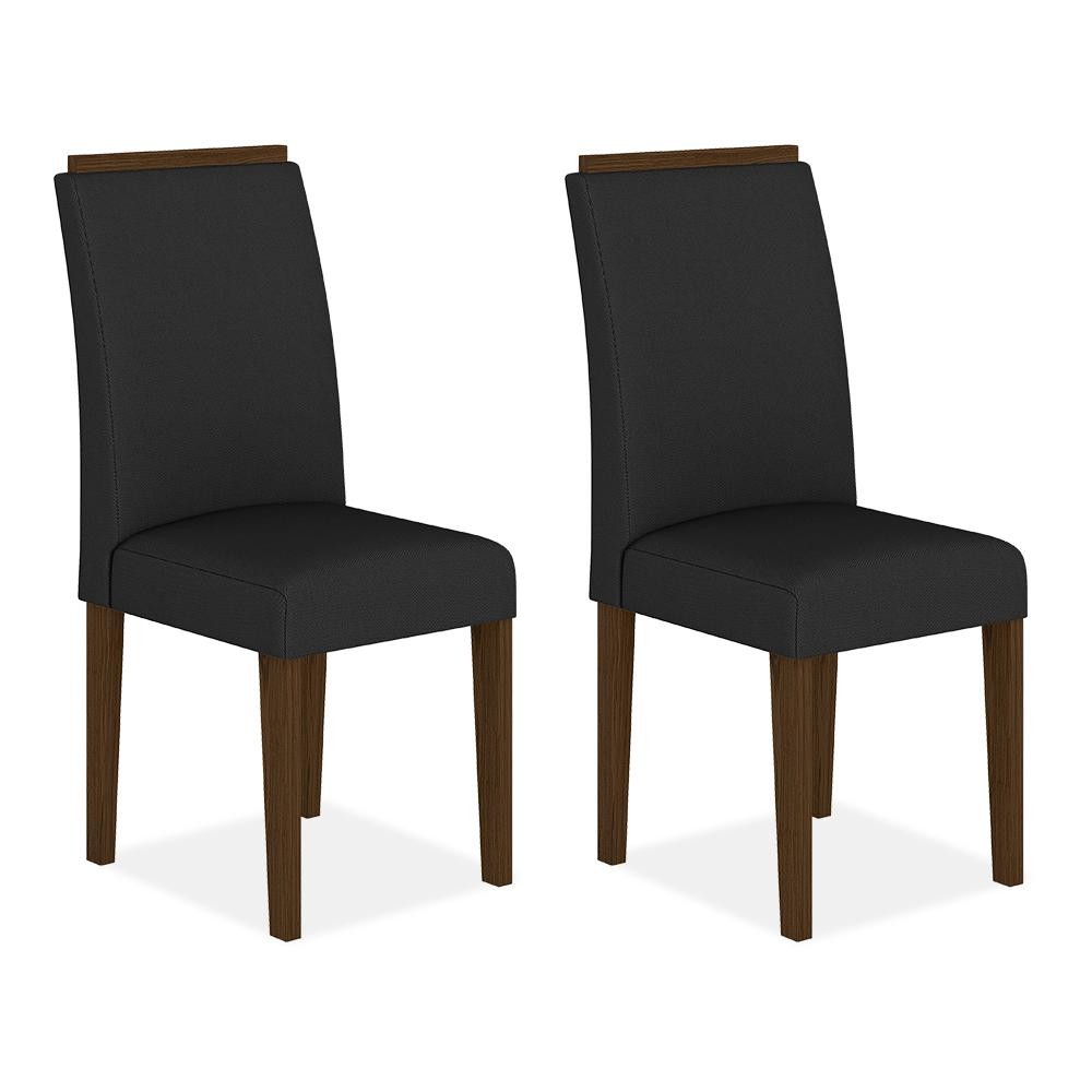 Kit 2 Cadeiras Estofadas Londres Imbuia/preto  - Móveis Arapongas em Oferta na Shopee