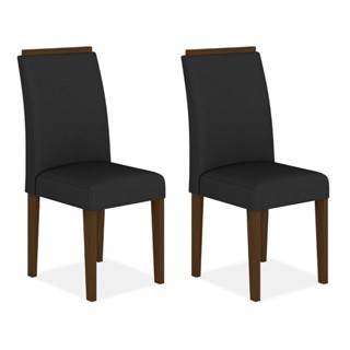 Kit 2 Cadeiras Estofadas Londres Imbuia/preto  - Móveis Arapongas em Oferta na Shopee