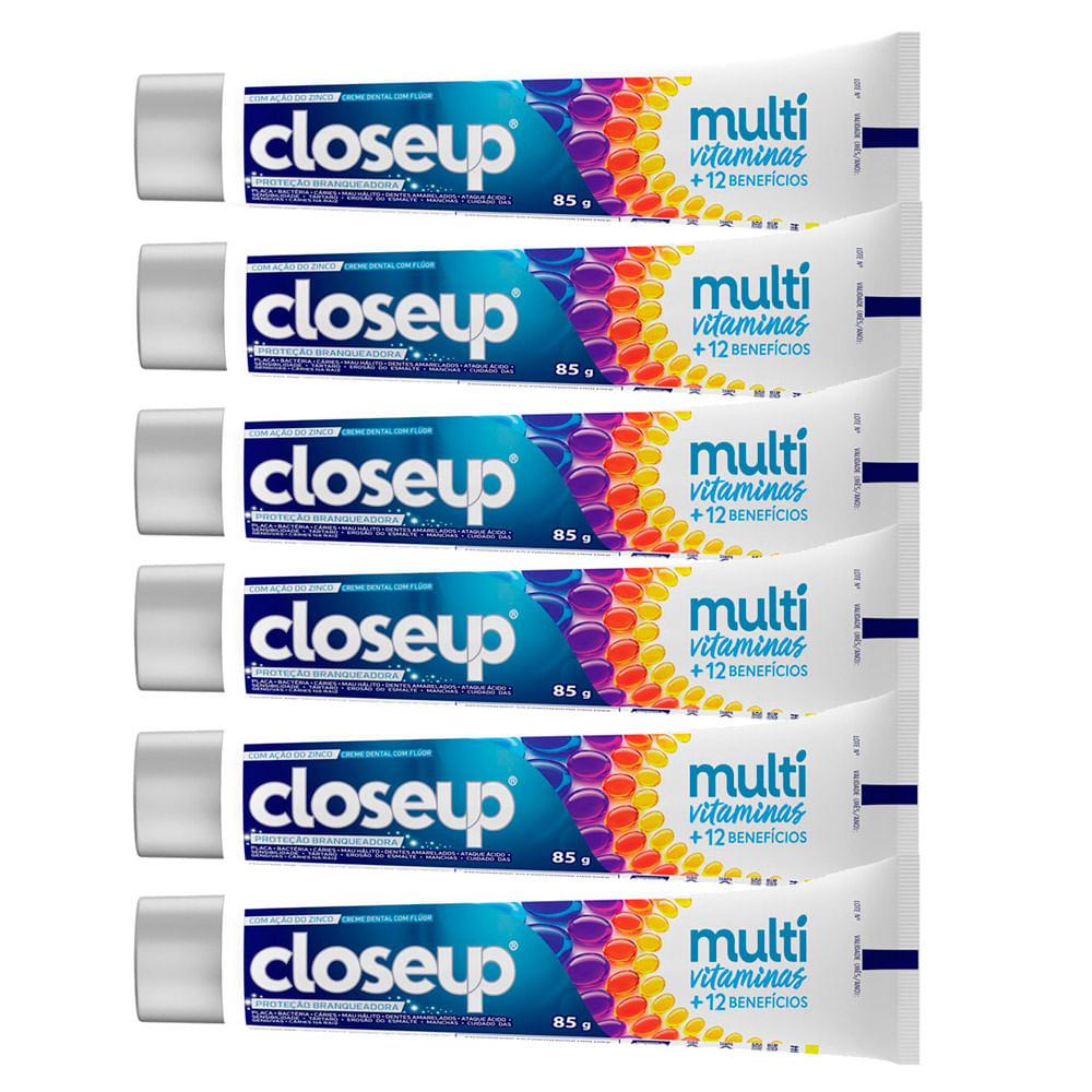 Kit 6 Creme Dental Closeup Multi Vitaminas +12 Benefícios White 85g - Health