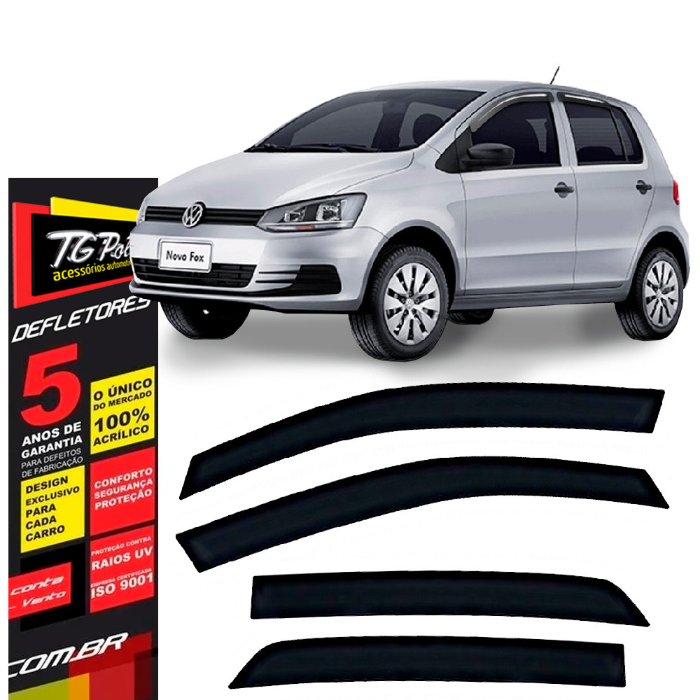 Calha de Chuva Fox Crossfox Spacefox 2004 a 2022 TG Poli Defletor 4P Protetor Janelas Fumê