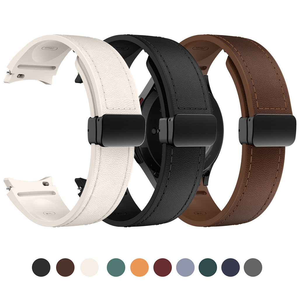 Pulseira para Samsung Galaxy Watch 7 6 5 4 40mm 44mm 5 pro 45mm 6 Classic 43mm 47mm Couro e Silicone