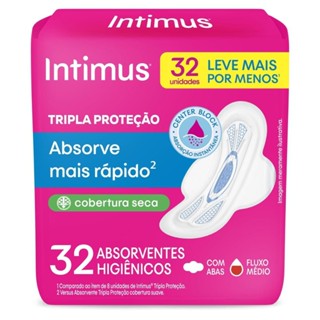 Absorvente Intimus Tripla Proteção Cobertura Seca com Abas 32 Unidades em Oferta na Shopee